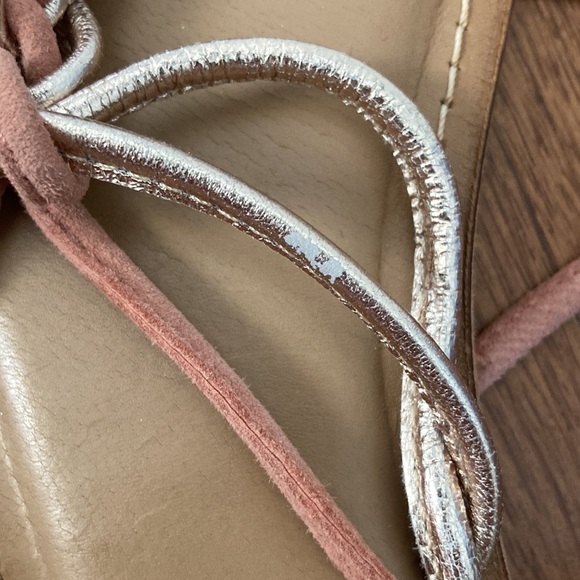 ASOS leather gladiator sandals pink and metallic gold woven size 7 EUC - Picture 8 of 8